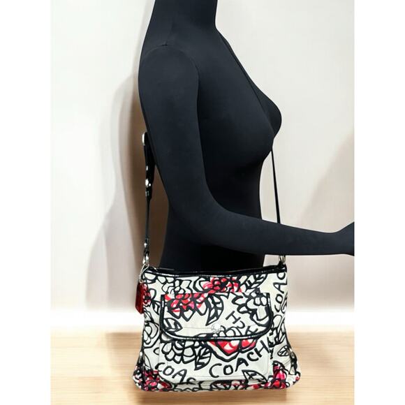 Y2K Coach F16864 Poppy Daisy Floral Graffiti Crossbody Bag & Wristlet - Picture 9 of 16